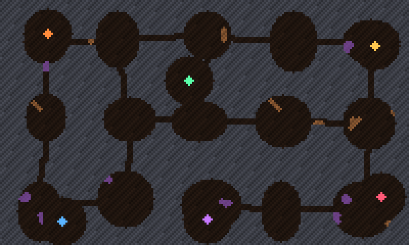 Chambers map: rooms linked by tunnels